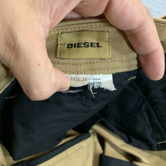 Diesel Chi Groove Cargo Pants Mens 31x32 Tan Slim Straight Zip Button Utility - Picture 5 of 13